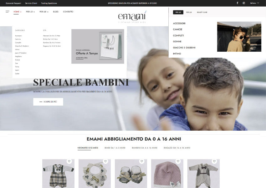 EmamiStore Abbigliamento Bambino TestSide Consulenza Professionale